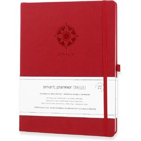 مخطط يومي ذكي 2024 - مخطط كبير مقاس A4 غير مؤرخ - مخطط يومي شهري أسبوعي لتحقيق الأهداف والتركيز الكامل والإنتاجية وإدارة الوقت والسعادة - غلاف فني، جلد in Kuwait