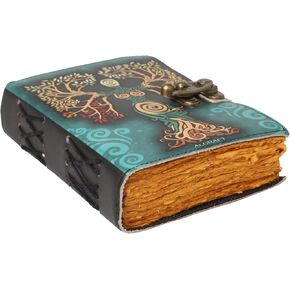 Blank Spell Book of Shadows Journal with Lock Clasp Antique Handmade Deckle Edge Vintage Paper Leather Bound Journal for Women and Men |Travel Notebook for Writing