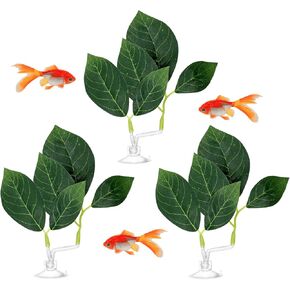 3 Pack Betta Fish Leaf Pad, Betta Fish Leaf Hammock Simulating The Natural Organic Habitat Betta Leaf with Suction Cup Comfortable Resting, Breathing & Breeding Pads for Betta Fish Aquarium Ornaments