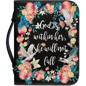 GOSTONG Leather Bible Book Cover for Women Carrying Case Church Bags with Handle and Zippered