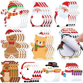40 Pieces Christmas Notepad Notepads Winter Holiday Sticky Snowman Santa Claus Theme Memo Pad Adhesive Xmas Notepad for Work Study to Do List, Christmas Present Party Decoration