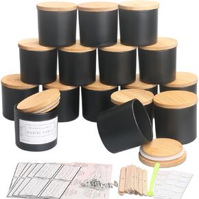 MILIVIXAY 16 Pack 4 OZ Frosted White Glass Candle Jars with Lids and Candle Making Kits - Bulk Small Empty Candle Jars for Making Candles - Spice, Powder Containers.