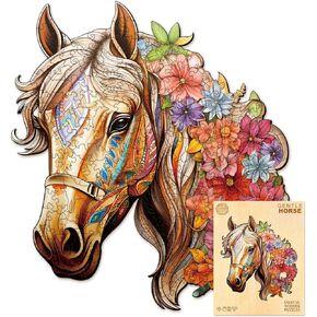 Wooden Puzzles for Adults, Wooden Horse Puzzles, 200 Pieces Puzzles for Adults, Birthday Gifts for Puzzle Lover, Wooden Jigsaw Puzzles (M-11.4 * 11in)