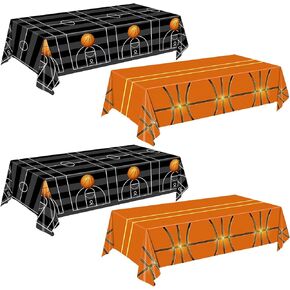 4 Pieces Basketball Tablecloth - Basketball Birthday Party Decorations Basketball Table Cloth Soccer Tablecloth Plastic Table Cover for Basketball Party Decorations, 54 x 108 Inch