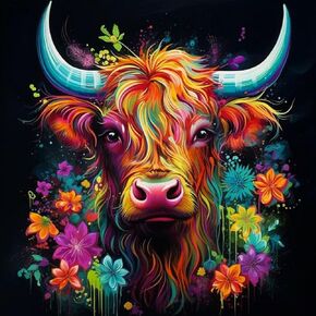 igoodom Highland Cow Diamond Painting Kit for Adults, Cow Diamond Art for Beginners, 5d Full Drill Round Diamond Painting Gem Art for Home Wall Decor Gift 14x14inch