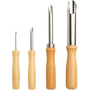 4 Pack Stainless Steel Circular Clay Hole Cutters for Pottery and Sculpture 4 Sizes Wood Handle Hole Cutter Drilling DIY Clay Modeling (Wood Handle 4 Pack)