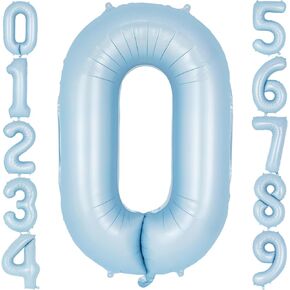 Light Blue Number 1 Balloon, 40 Inch Big Large Foil Number Balloons, Giant Mylar Number 1 Balloons for 1st First Birthday Baby Party Decorations Supplies Anniversary