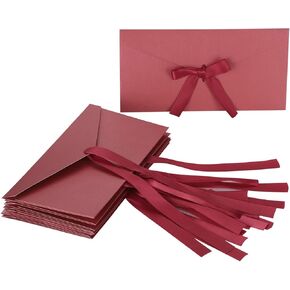 10 قطع مغلف مع عقدة 5 لون لؤلؤي لبطاقة هدية لدعوة حفل زفاف العمل 8.6 * 4.2 بوصة مغلف بطاقة هدية مع فيونكة لعيد الميلاد وعيد الميلاد in Kuwait