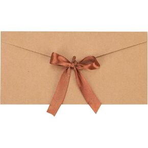 10 Pieces Envelope with Knot 5 Pearl Color for Gift Card of Business Wedding Party Invitation 8.6 * 4.2 Inch Gift Card Envelope with Bow for Christmas Birthday
