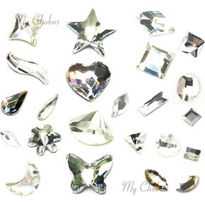 Crystal (001) Clear Swarovski Assorted Mix Shapes Flatbacks No Hotfix Rhinestones 10 pcs Nail Art DIY Deco Bling gem Stones