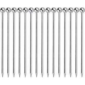 15PCS Cocktail Picks, Metal Stainless Steel Cocktail Toothpicks, Reusable Cocktail Skewers, Garnish Picks Bloody Mary Skewers, Metal Martini Picks for Olives Appetizers Fruit (Silver/4.3 Inches)