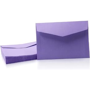 60 Pack V-Flap Envelopes, Colorful Envelopes for Postcards, Greeting Cards, Checks, Letters, Windowless Design, Birthday,4.9x6.9 Inch (purple)