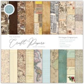 وسادة ورقية مزدوجة الجوانب من Craft Consortium مقاس 30.48 سم × 30.48 سم، 30/عبوة - متجر عتيق، 20 تصميمًا