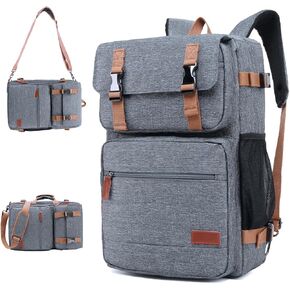 MOLNIA 3 in 1 Laptop Bag for Men, 15.6 Inches Office Laptop Work Bags, Computer Bags for Laptops for Men Women, Business Backpack, Briefcases Messenger Crossbody Shoulder Bag for Men, Gray