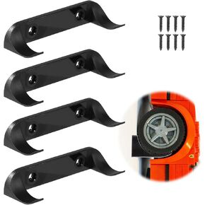 4pcs Car Display Wall Mount, Stable Toy Car Holder Vertical Model Car Stand Shelf Compatible with Lego Speed Champion for Car Collection Car Enthusiasts (Black)