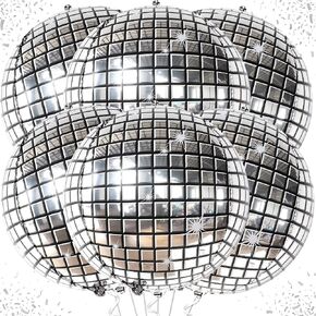 KatchOn, Silver Disco Ball Balloons Decorations - 22 Inch, Pack of 6 | 4D Sphere Disco Balloons, Disco Party Decorations | 70s Party Decorations, Disco Decorations, New Years Eve Party Supplies 2025