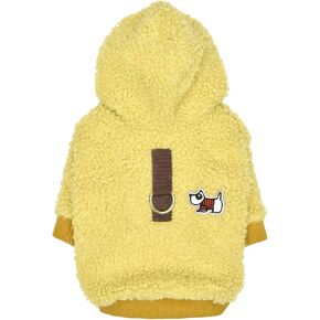 Puppia Lasta Cute Winter Hooded Fleece Shirts with Integrated Harness for Small and Medium Dogs, Teal, Medium