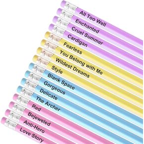 GIFTSFARM Taylor 16 Iconic Hits Pencil Set, Gift Merch for Music Lovers, Taylor Gifts for Birthday Girls, Blue Yellow Pink Purple Pencils, Gifts for Women