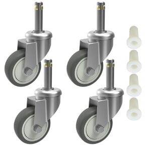 MySit 3 Inch Rubbermaid Cart Caster Replacement Wheels, Swivel Stem Caster, 7/16"x 1-3/8" Stem TPR Rubber Wheel for Rubbermaid Mop Buckets, Pack of 4