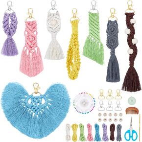 INFUNLY 3Set Macrame Christmas Tree Ornaments Kit Christmas Angel Ornament Decorations DIY Macrame Angel Kit for Beginner Macrame Hanging Charms with Instruction Video for Christmas Home Decor