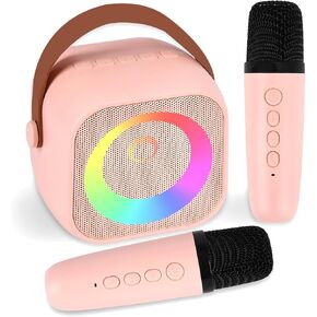 Mini Karaoke Machine for Kids Adults, Christmas Birthday Gift for Girls Age 3-12, Portable Bluetooth Karaoke Speaker with 2 Wireless Microphone, Girls Toys for 4, 5, 6, 7, 8, 9, 10, 11, 12+ Years Old