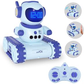 Interactive Robot Alarm Clock and Remote Control Car for Kids - Educational Toy with Gesture Sensing, Dance Moves, LED Emoji Eyes, Walkie-Talkie Function, and Sound Wake-Up for Birthdays