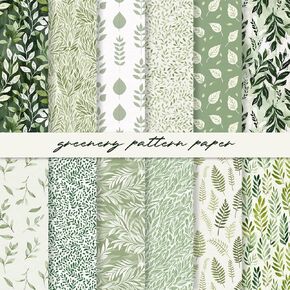 24 Sheets Greenery Pattern Paper Sage Green Leaves Scrapbook Specialty Paper Watercolor Double Sided Decorative Art Paper For DIY Crafts, 6 x 6 Inch