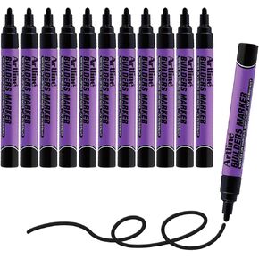 Artline Builders Markers | Professional Series | Thick Opaque Paint Ink Won't Fade | UV Resistant | EKPR-BDM | 2.3mm Bullet Tip | Pack of 12 | White