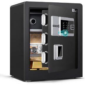 Biometric Fingerprint Safe Box, 2.0 CUFT Fingerprint Security Safe Box with Combination Lock and Voice Prompt and Dual Warning and Private Inner Cabinet for Money Documents Valuables