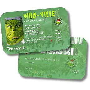 Lashicorn Grouch Driver’s License Elf Accessory | 5 Pack 2 x 3.5" Plastic Matches Santa Clause License Drops on Christmas Fireplace Doll Whoville