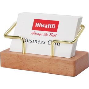 Business Card Holder for Desk, Wooden Business Card Display, Business Card Stand for Office, Wood Business Card Organizer for Tabletop, Square Postcard Holder for Meeting, Vendor Booth Display Items