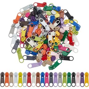 FINGERINSPIRE 120 Pcs Long Pull Zipper Heads 20 Colors 3# Zipper Pull Slider Heads Zipper Repair Pull Heads Alloy Replacement Zipper Sliders for Suitcase Backpack Jacket Bags Coat Garment Accessories