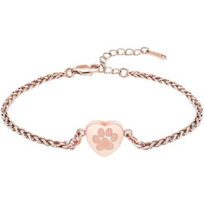 Heart Urn Bracelet for Ashes Pet Paw Cremation Bracelet for Pets Ashes Dog Memorial Bracelet for Ashes Paw Print Cremation Bangle Jewelry Urn Bracelet for Women