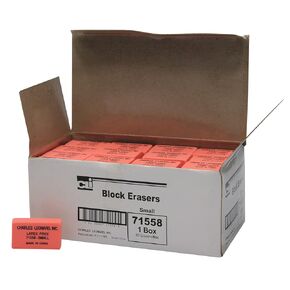 Charles Leonard Eraser, Synthetic, Latex Free, Block Shape, Small, Pink, Box of 80