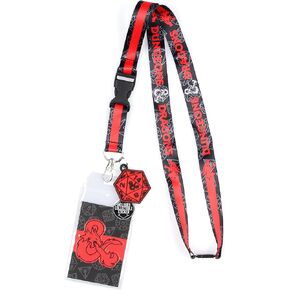 Dungeons and Dragons Logo Lanyard with D20 Dice Rubber Charm ID Badge Holder