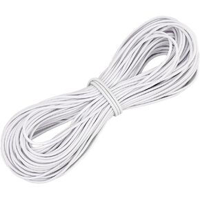 PH PanHall Round 1/8 Inch (3mm) Elastic Cord, 30 Yards Bungee Shock Cord Elastic String Soft White Elastic Rope Band Round String Polyester Cords for Sewing, Crafting, Camping, Tie Downs