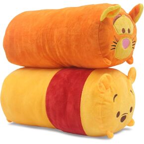 2 Pcs Set Pooh Bear and Friends Plush Travel Pillow Stackable Long Cushion