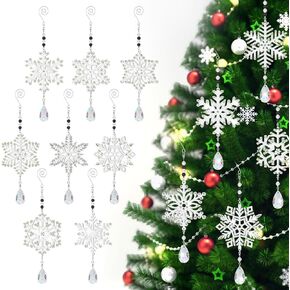 Uiifan 8 Pcs Snowflakes Diamond Ornaments Winter Wind Chimes Hanging Diamond Art Kits Diamond Art Suncatchers Accessories Winter Home Indoor Outdoor Decoration(White)