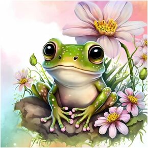 SJUTOUCI Diamond Painting Kits for Adults, Frog Diamond Art Kits for Beginner, 5D DIY Painting with Diamonds, Full Drill Round Gem Art Craft Home Decor 12x12 inch
