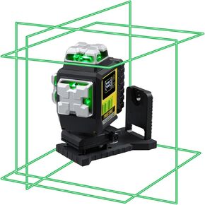 Firecore Laser Level 360 Self Leveling, 4 x 360° Green Line Laser with Brightness Setting and LCD Screen for Pros, High Precision Floor Tiling Laser Tool - 2 Rechargeable Batteries & Remote Control