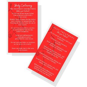 Body Contouring Pre/Post Treatment Cards | 50 Pack | 2x3.5" inch Business Card Size | Red Card Design