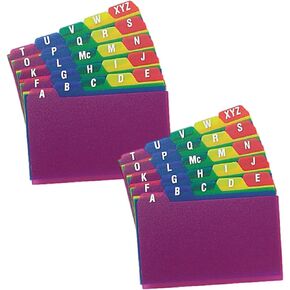 Value Set of 2 Packs, 50 A-Z Tabbed 4x6 Index Card Guides in 5 Colors Durable Poly Note Divider Organizer Recipes Office School Home