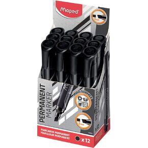 Maped Marker'Peps Permanent Jumbo Bullet Tip Markers x12 - Black (733031)