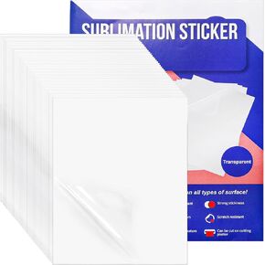 Nicunom 40 Sheets Sublimation Sticker Paper, Glossy Transparent Sublimation Stickers Waterproof 8.5"x11" Printable Clear Sticker Paper for DIY Custom Sticker, Decals, Labels