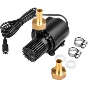 DC 12V 15W Submersible Water Pump with Brass Male Thread Nozzles, Brushless Fountain Circulation Mini Clear Water Pump, 210 GPH, 14½ ft High Lift for Aquarium, Fish Tank Pumping, Rockery