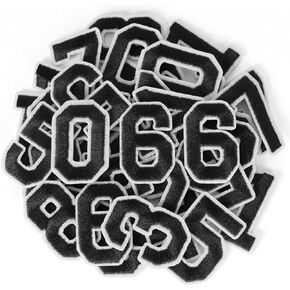 40 Pcs Iron on Numbers Patches, Black Embroidery Number Patches with Ironed Adhesive, 4 Sets Numbers 0-9 Applique for Clothes Backpack Fabric Jeans Hats Jersey Dress Shoes Bags