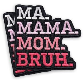 SODAVA (2 Pcs) Mama, Mommy, Mom, Bruh Patch, Iron On Letters Patches for Clothing Mama Decorative 3.5 Inches Iron On Patches for Clothes Jeans Embroidered Patch Morale Patches Funny Patches