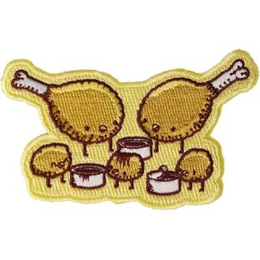 "Chicken Farm" Fried Chicken Legs & Nuggets w/Sauce - Iron on Embroidered Patch Applique