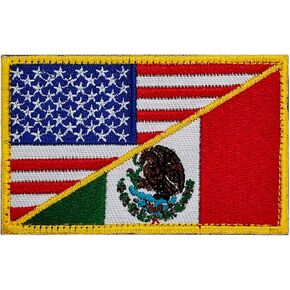 USA American United State Flag and Mexico Flag Patch, Embroidered Badge, Funny Meme Morale Patch, Moral Patch, Military Patch, Hook and Loop, Emblem for Tactical Backpacks Clothing Jeans Hats Jersey