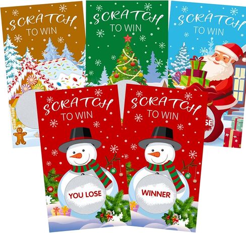 60 قطعة من بطاقات الخدش لعيد الميلاد، ألعاب الخدش لحفلات عيد الميلاد، شجرة عيد الميلاد، سانتا ثلج، تذاكر السحب، جوائز الرسم، ألعاب الحفلات الاحتفالية للأطفال والكبار، لوازم حفلات العطلات العائلية in Kuwait